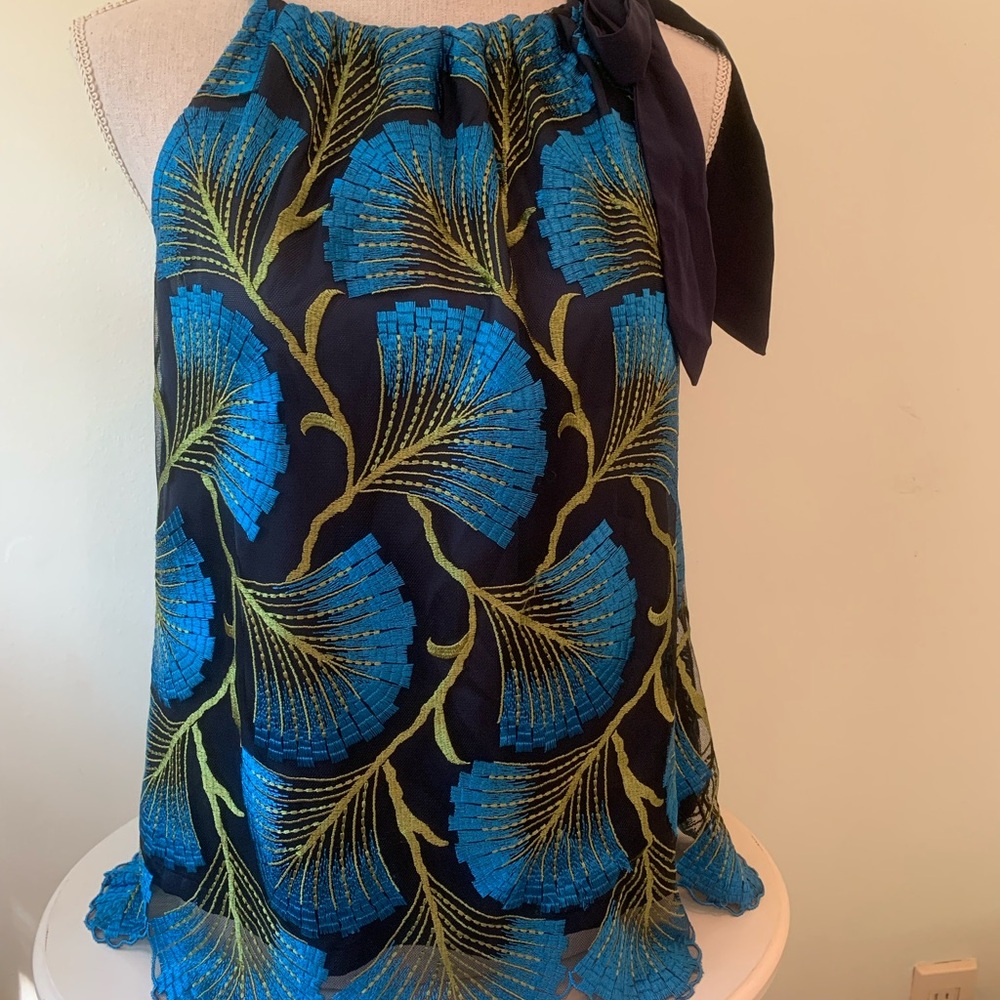 Trina Turk Vibrant Blue and Green Blouse